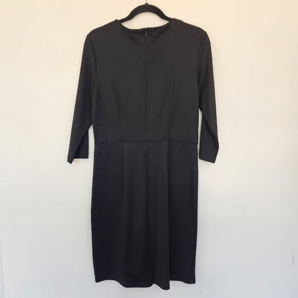 J. McLaughlin Black Rouched Gathered Sheath Dress 3/4 Sleeves Mini Length Size L - Picture 6 of 7